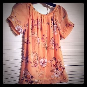 Off shoulder flora patterned top